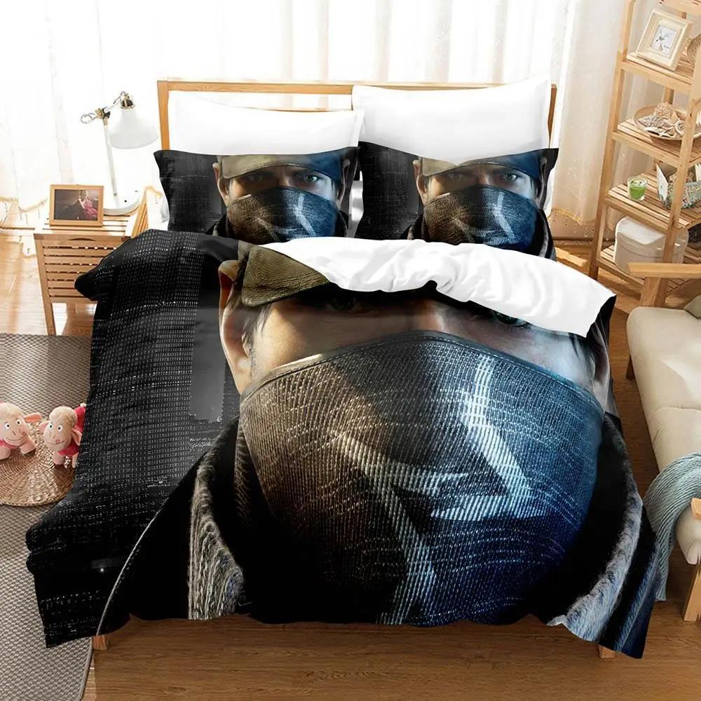 3d Print Game Watch Dogs Bedding Set Single Twin Full Queen King Size Bed Set Adult Kid Bedroom Duvet Cover Sets Home Textiles