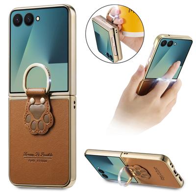 Business Bling Ringhouder Lederen Hoesje voor Samsung Galaxy Z Flip7 5G Flip4 Flip5 Flip6 Flip 7 6 5 4 FE Modieuze Cover Hoesjes