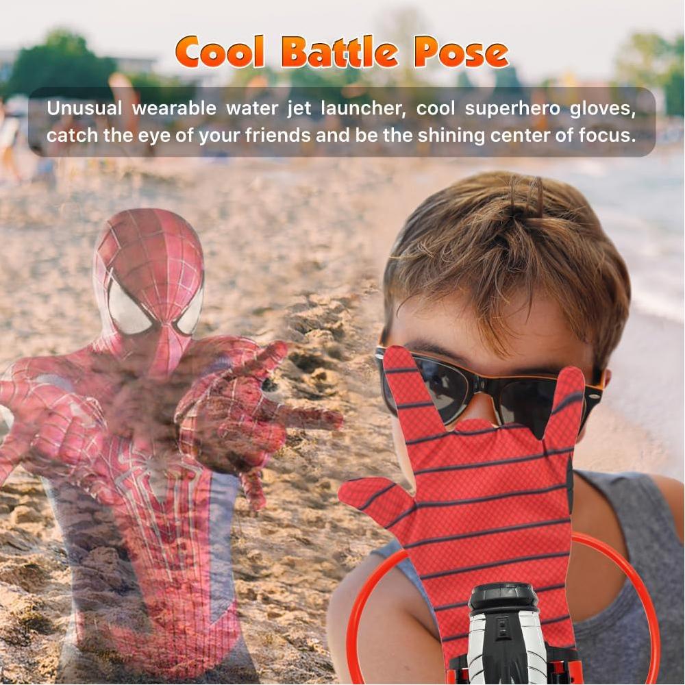 2 Sets Spider Web Water Gun Wrist Water Sprayer Toy with Glove for Kids Outside