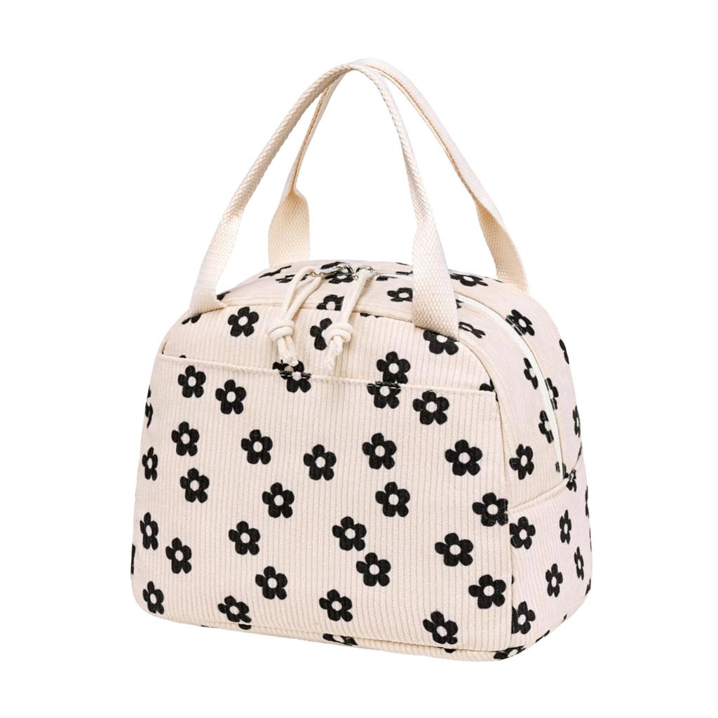 Lunchtasche für Damen und Herren: Hübsche Cord-Lunchtasche, wiederverwendbare, isolierte Lunchbox mit großem Fassungsvermögen, ideal für Arbeit, Picknick oder Reisen.