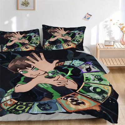 3pcs Ben10 Cover Set, Bedding Set, Soft Comfortable Duvet Cover, For Bedroom, Guest Room (1*Duvet Cover + 2*Pillowcases, Without Core) Yy251