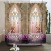 3D Waterproof Fabric Shower Curtains European Style Arched Flower Printed Bath Curtain Large 240X180 With Hooks Bathroom Screen