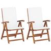 VidaXL Reclining Chairs 2 Pcs with Cushions Solid Teak Cream