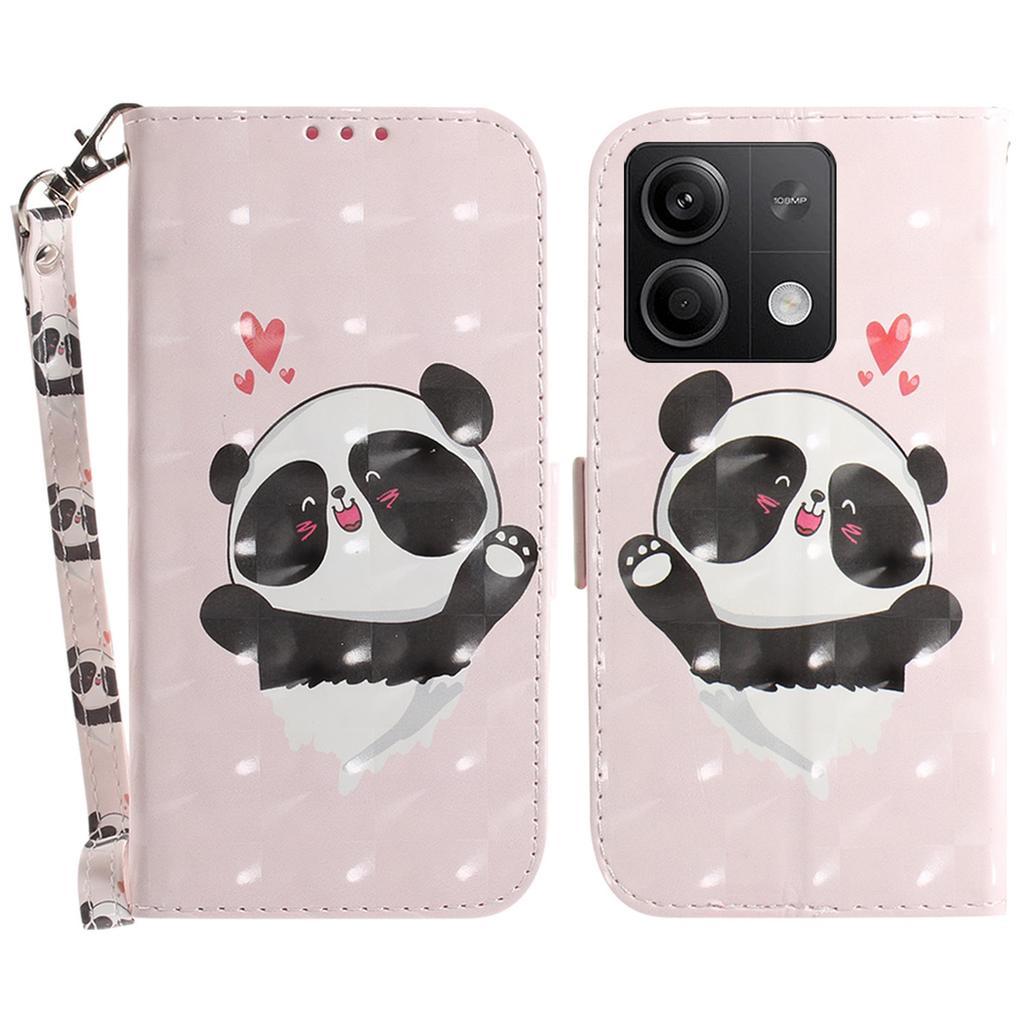 For Xiaomi Redmi Note 13 5G/Note 13 5G (China) Case 3D Pattern Print Leather Cover with Strap