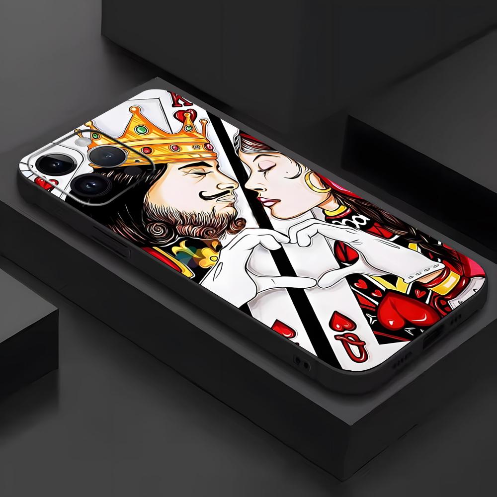 Poker Phone Case For iPhone17 16 16e 15 14 13 12 11 Plus Mini Pro Max Soft Black Shockproof Cover