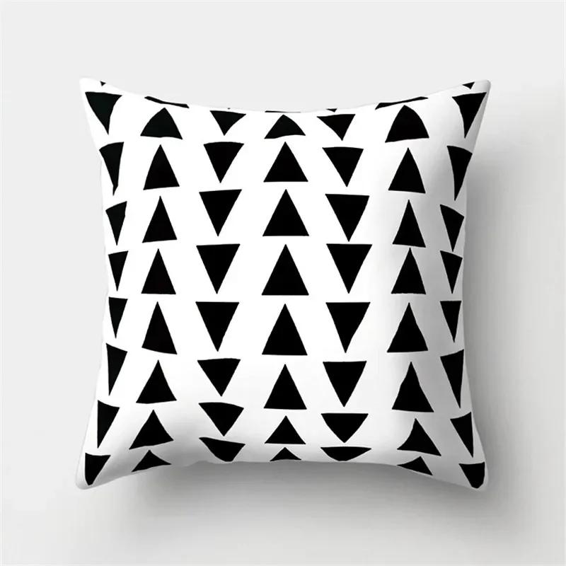 White Black Geometric Cushion Cover x Pillowcase Sofa Decor Polyester Home