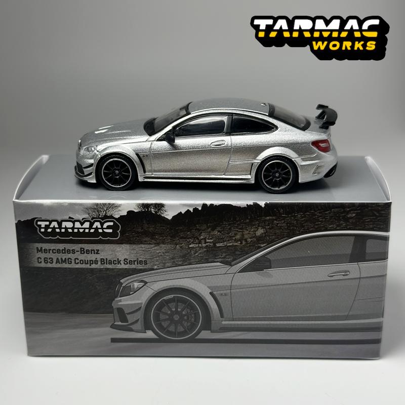 TW 1:64 Tarmac Works Mercedes-Benz C63 AMG Coupe Black Series Silver Metallic Chase alloy car model