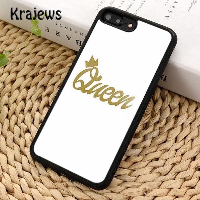 Krajews KING Queen Crown Letter Soft Phone Case Cover For iPhone 17 Air 16 15 14 plus 11 12 13 pro max Plus coque Fundas