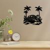 Arte de Pared de Tortuga Marina de Metal Negro Hecho a Mano, Decoración Oceánica con Plantas Árboles, Regalo de Vida Marina para Navidad Acción de Gracias