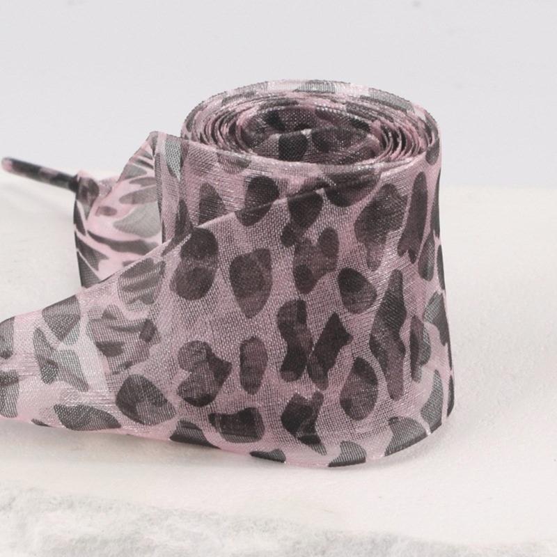 Leopards Print Sheer Ribbon Shoe Laces 140cm Long Flat Shoelaces Polyester Shoe Laces for Adults Kids Trainers Sneakers