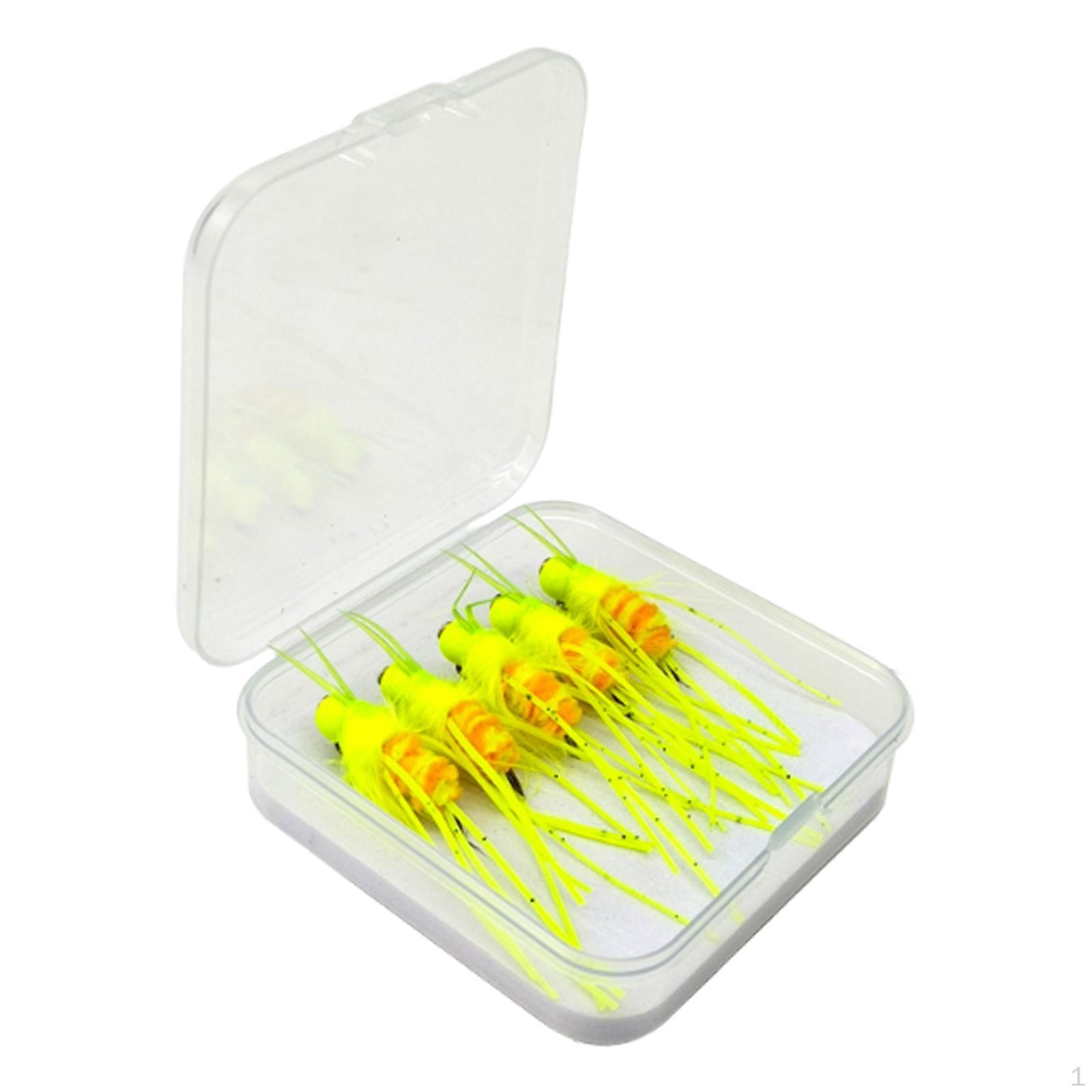 

5 наживок с крючками и местом для хранения для рыболовов в воде fluorescent yellow