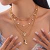 Starfish Shell Multilayer Necklace Mulitlayer Pearl Beaded Necklace Clavicle Chain Women  Beach