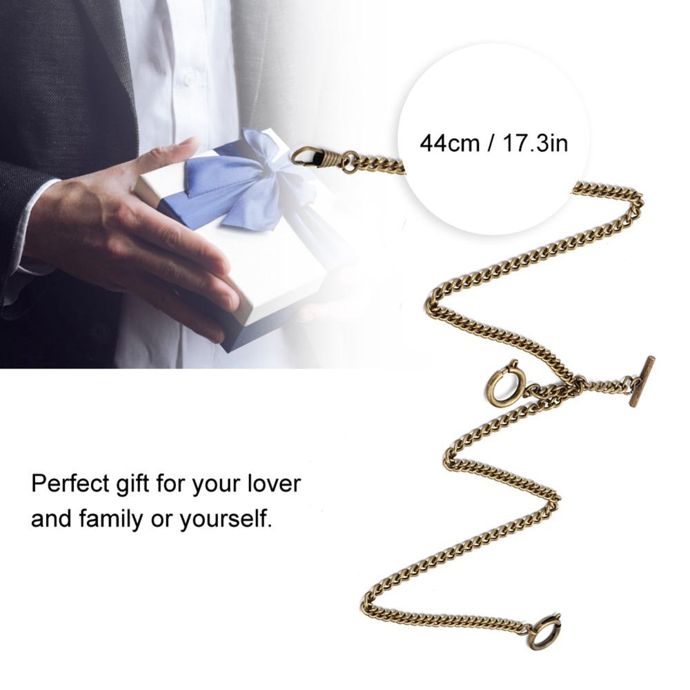 Bronze Vintage Pocket Watch Chain 3 Hook T Bar Classic Antique Present  Vest Chain