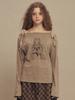 SETSETSET Water Lily Pattern Ribbon Knit Top Melange Beige