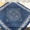 New Navy Blue Cashew Flower Small Square Scarf Silk Scarf Women's Neck High-end Waist Decorative Scarf Neck Protection Shawl Scarf