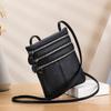 New Women's Mobile Phone Bag Soft Leather Vertical Three Zipper Shoulder Messenger Bag Fashion Women's Bag Trend