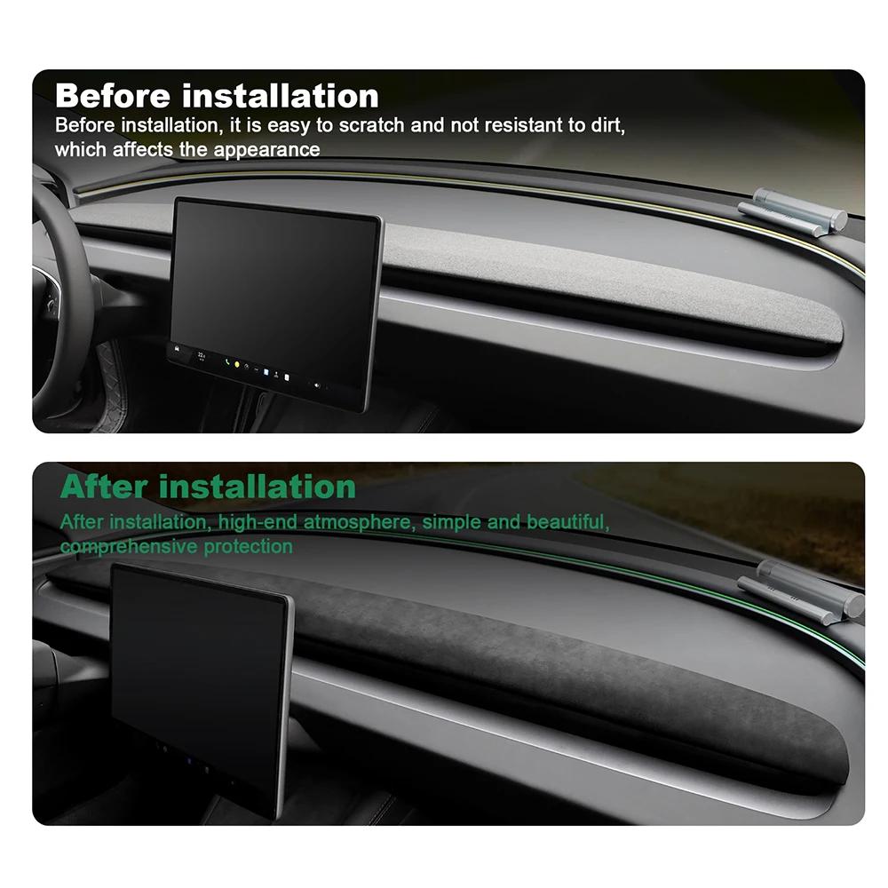 Suede Interior Decorative Trim Sticker for Tesla Model 3 Highland 2024-2025 Center Console Dashboard