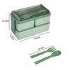 Food-grade microwaveable lunch box, double-layer bento box, compartmented lunch box with cutlery and small sauce container