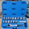 17Piece/Set Pass Through Socket Kit Ratcheting tool Heads and Case 1/2inch 3/8inch Drive for Home automobile Repair