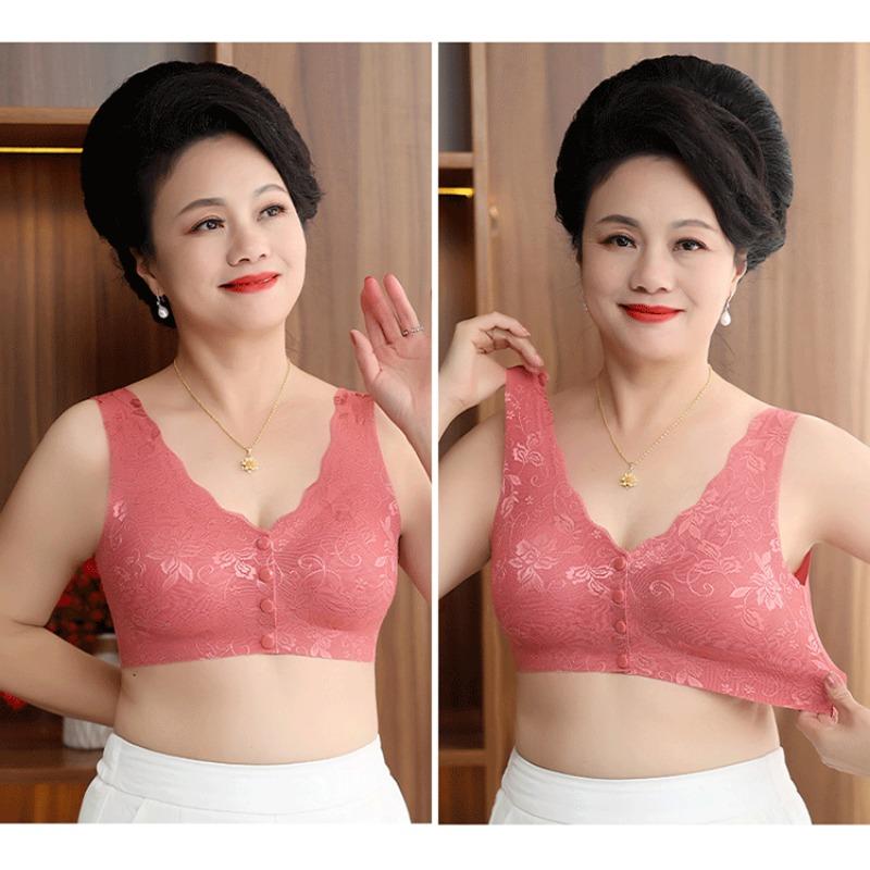 Plus Size Front Buckle Wireless Seamless Vest Style Bra For Middle Aged Women