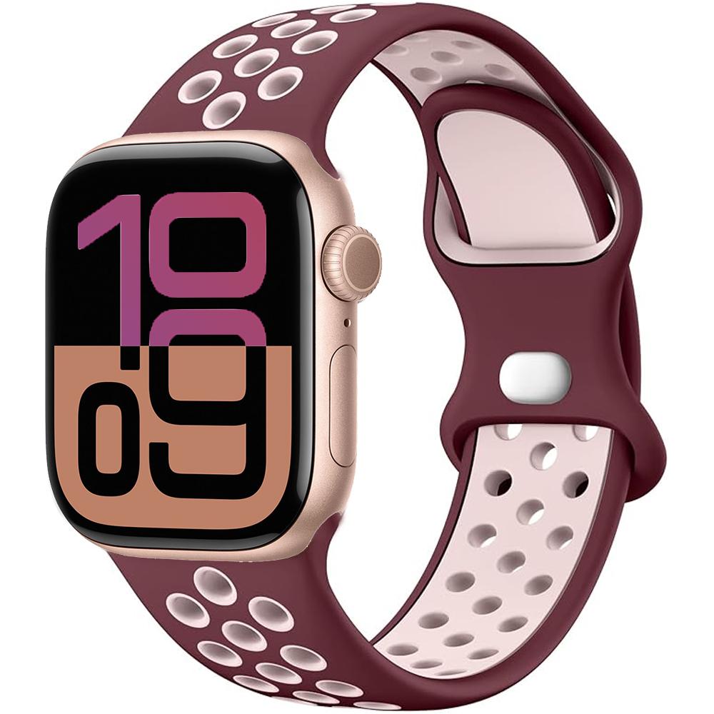 Silicone Strap For Apple Watch 11 10 9 8 7 46mm 45mm 42mm 41mm Ultra 3/2 49mm Breathable Bracelet Wristband iWatch 6 5 4 SE 44mm