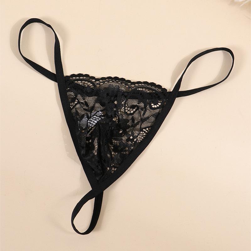 Herren Spitzen-Transparenz-Mini-G-String mit niedriger Taille und freiliegendem Gesäß, Sexy atmungsaktive nahtlose Unterwäsche, Tanga mit Muschel-Beutel