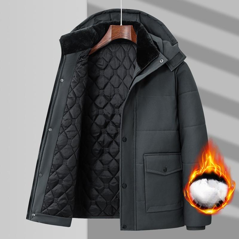 Overcoats Casual Men Thermal Cotton Jacket Jacket Clothing Fleece Winter Men's  Cotton Coat Male Mid-Long Thick Warm Parka