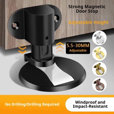 Adjustable Strong Magnetic Invisible Floor Door Stopper, Punch-Free Anti-Collision Door Stop Hardware for Bathroom Home Use