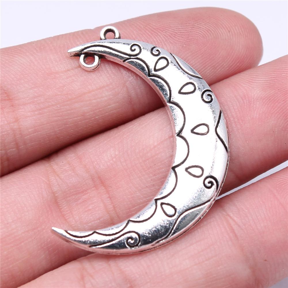 5pcs Moon Pendant Charms For Jewelry Making DIY Handmade Craft Antique Jewelry Making
