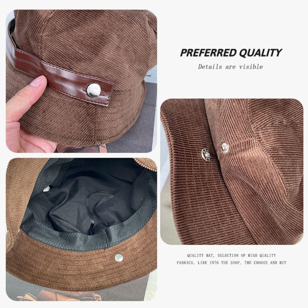 Warm Fisherman Caps Wide Brimmed Warm Basin Hat Casual Corduroy Bucket Hat Outdoor Travel