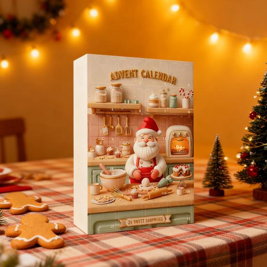 Christmas Baking Advent Calendar 24-Day Countdown Box Multifunctional Decoration Unique Holiday Gift for Children