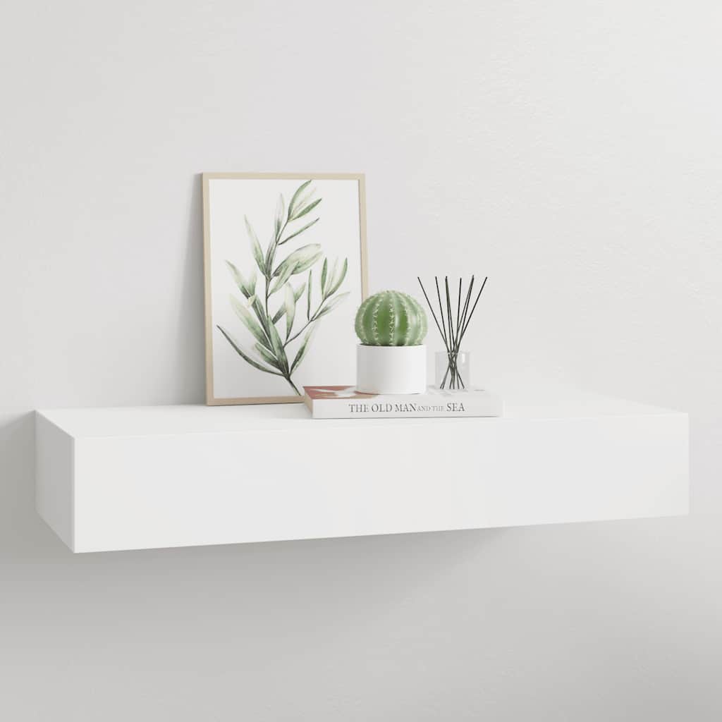 Mensola a Muro con Cassetto Bianca 60 x 23.5 x 10 cm MDF