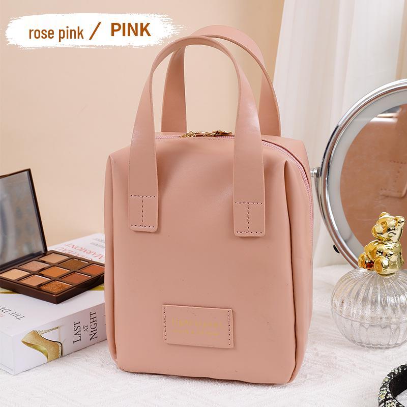Influencer Leather Makeup Bag: High-Value Portable, Waterproof, Large Capacity for Lipstick & Brushes