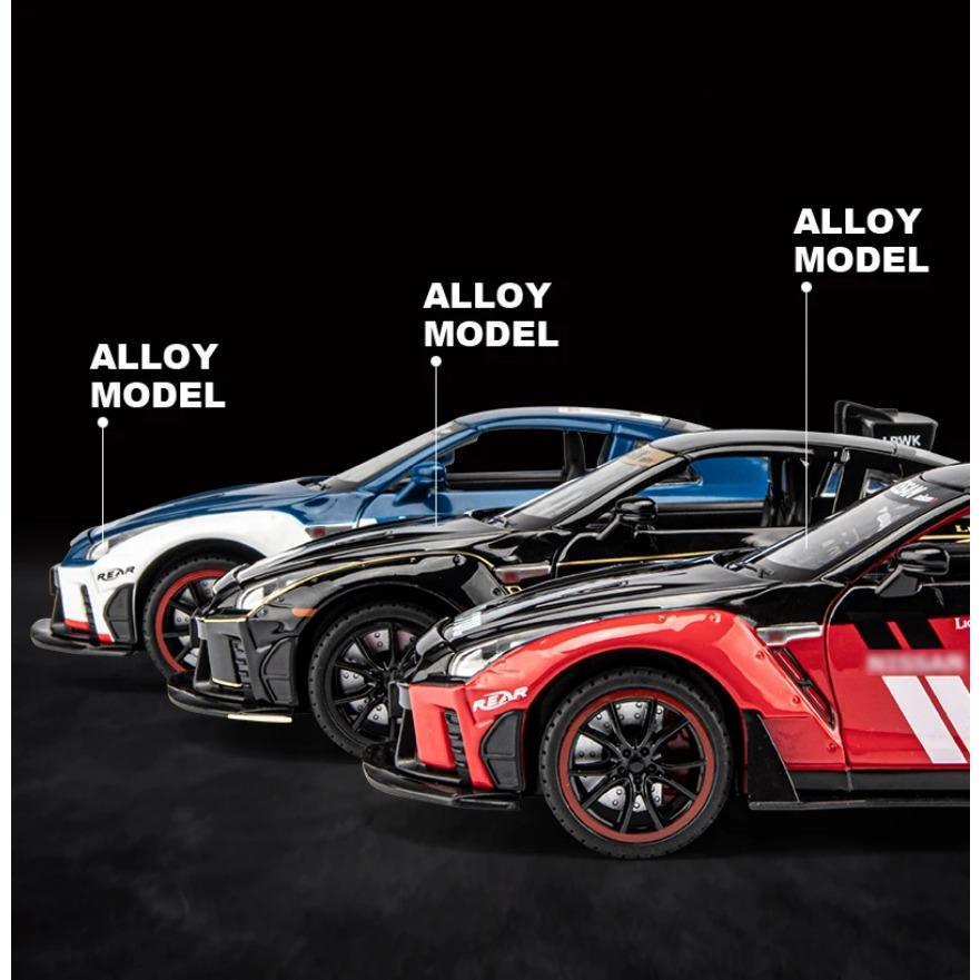 1/22 Nissan Skyline Ares GTR R35 Racing Diecasts & Toy Vehicles Toy Alloy Car Model Sound and Light Collection Kids Toys