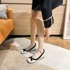 Mode Ballet Bouche Peu Profonde Nœud Chaussures Élévatrices Bout Carré Chaussures Simples Femmes Printemps Été Semelle Souple Chaussures Plates Rehaussantes 33