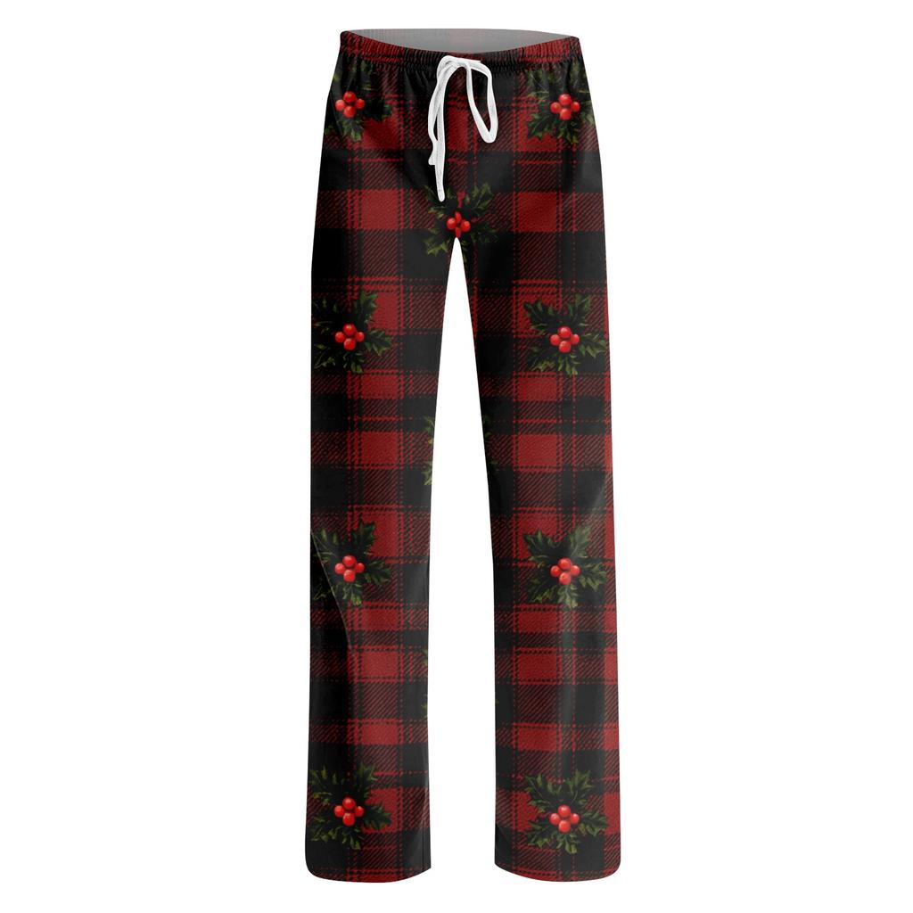 Women's Casual Christmas Print Loose Fit Pajama Pants for Home Sleepwear