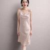 Ice and snow pajamas spring and summer women's sexy suspender vest nightdress thin swing neck print