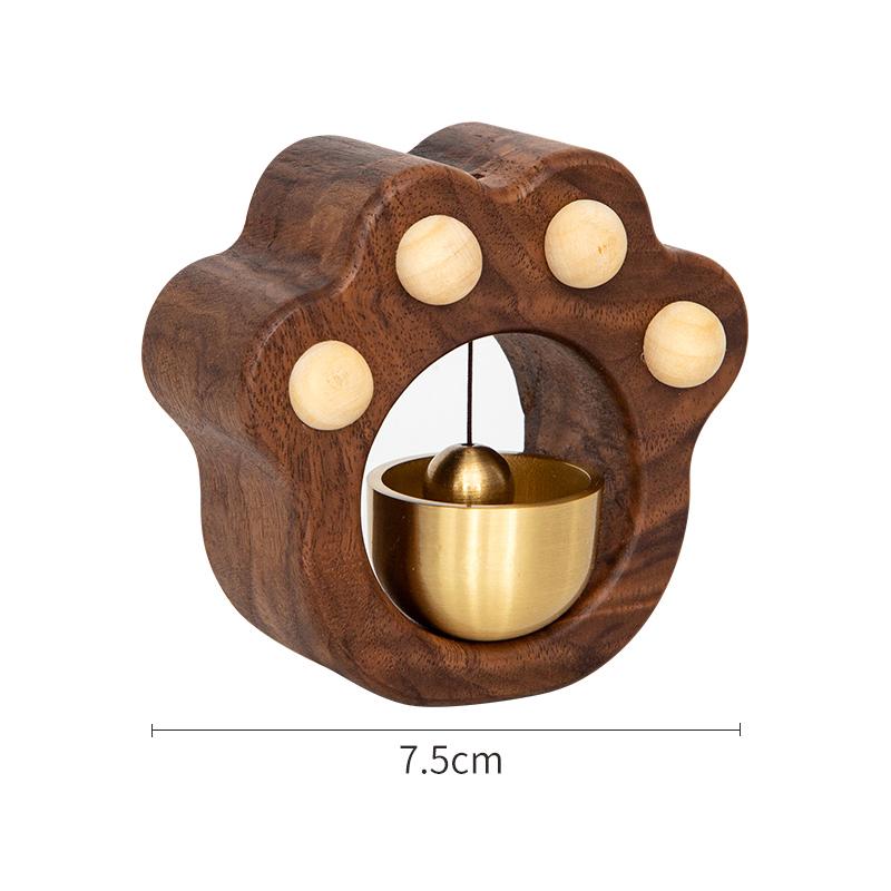 Walnut Wooden Wind Chime Magnetic Home Reminder Wind Chime Cartoon Cat Claw Doorbell Copper Bell Ornaments Housewarming Gift
