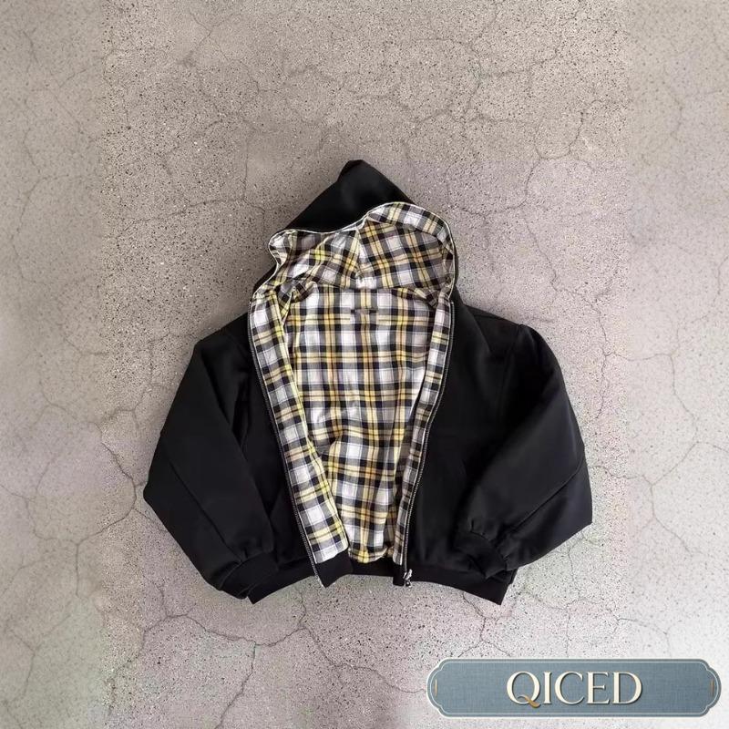 QICED Women's Fashion Hooded Casual Solid Color Print Autumn Winter Hoodie Casual Chic