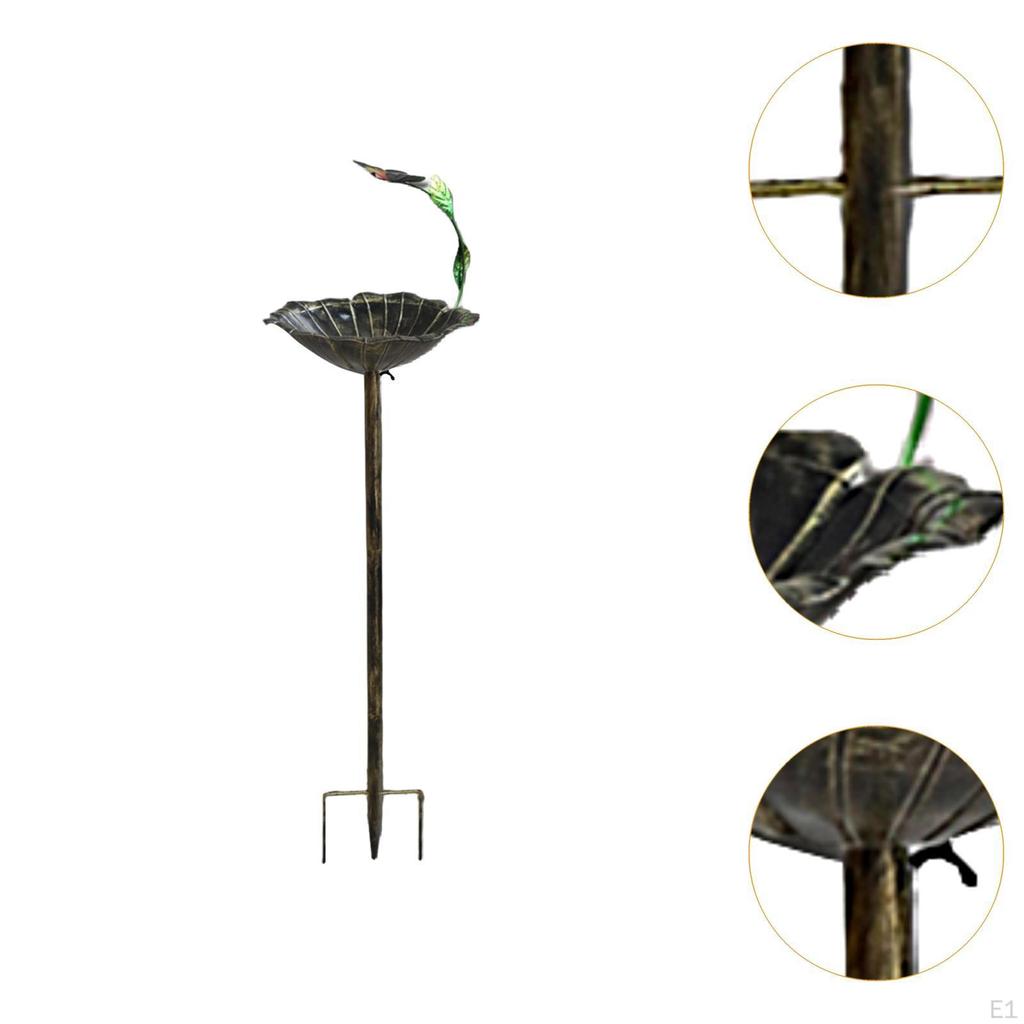 Metal Bird Bath for Outside Garden Birdbath Decor Housewarming Gift Retro Design 3 Prong Stake Base