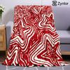 Red White Star Wave Cartoon Anime Print Flannel Blanket Soft Warm Throw for Kids Bedroom Sofa Bed Christmas Office Car
