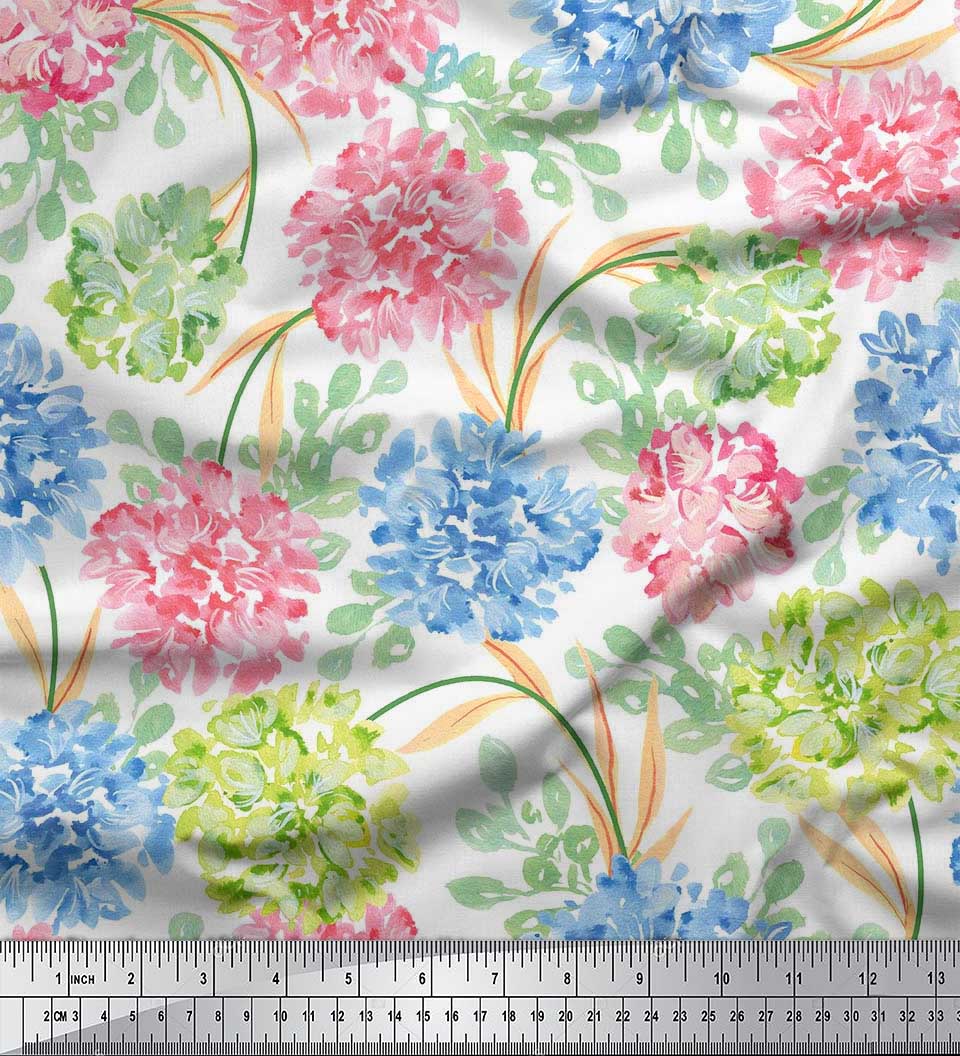 

Японська креп-атласна тканина Soimoi з принтом із листям і дикими квітами 1 метр 42 дюйма 42 Inch Wide - Poly Crepe білий