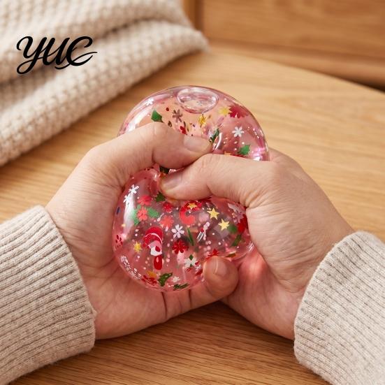 Squishy Fidget Tools for Focus Apple Stress Ball, Christmas Glitter Toy, Tactile Sensory Toys Soft Rebound Decompression Toy Kids Adults Relief