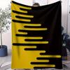 1pc Soft Warm Flannel Blanket-All-Season Cozy Throw with Black & Yellow Geometric Line Pattern, Plush Texture & Contemporary Design for Home, Camping,
