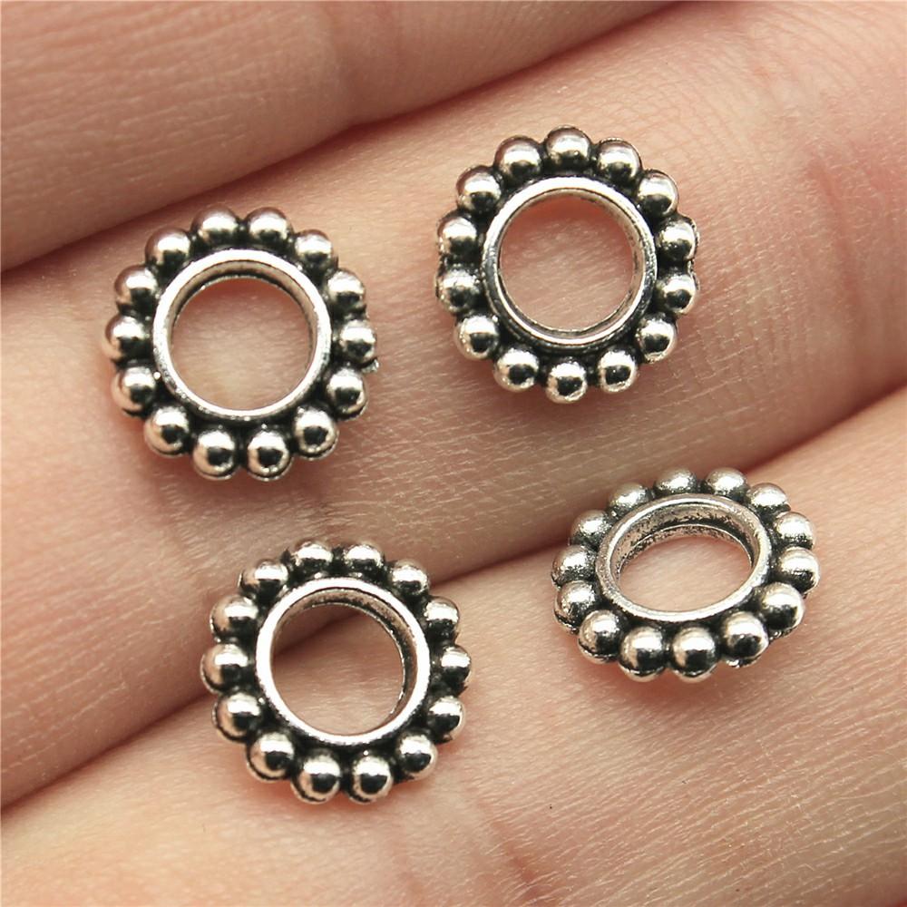 

20pcs Big Hole Round Carved Spacer Beads For Jewelry Making Antique Silver Color DIY Crafts Making Findings Handmade Findings