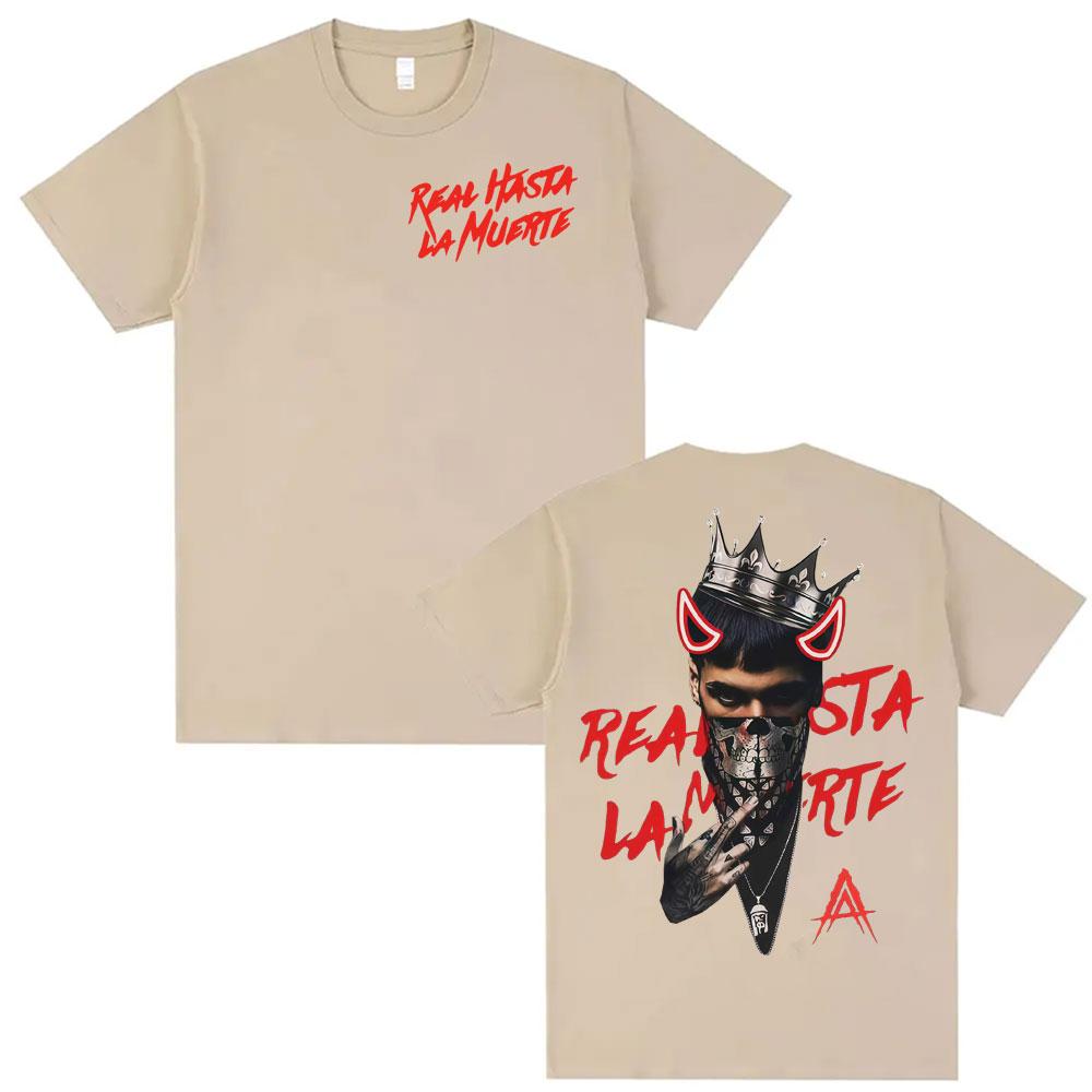 Anuel AA Rhlm 2 Real Hasta La Muerte Tour Cover TShirt Men Women Fashion High Street Gothic Clothes Tshirts Pure Cotton Top