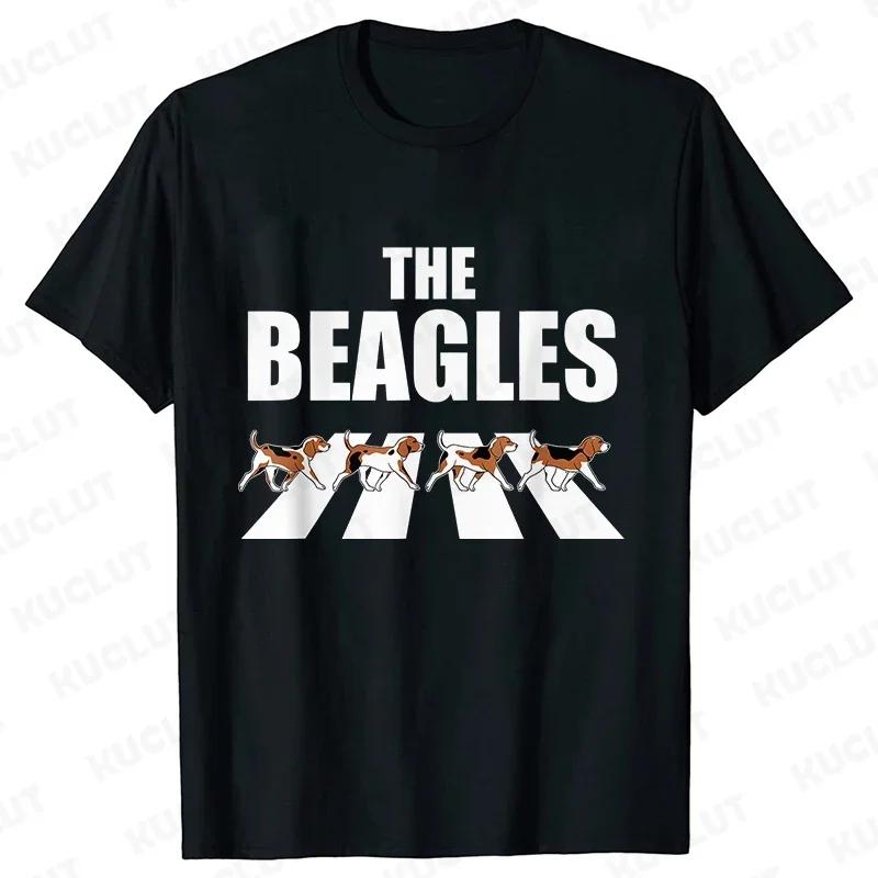 Das The Beagles Crazy Beagle Dog Musterdruck, Herren locker, lässig und vielseitig 100% Baumwolle hochwertiges Kurzarm-T-Shirt