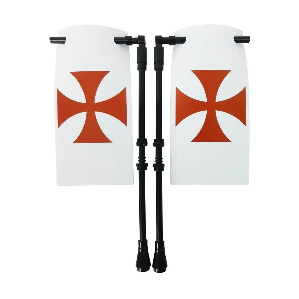 Klocki Budowanie Flag Miasta-Państwa Średniowieczne Postać Wojskowa Flaga Broń Starożytne Święte Cesarstwo Rzymskie Jerozolima Rycerz Świętego Łazarza Legion Zabawka