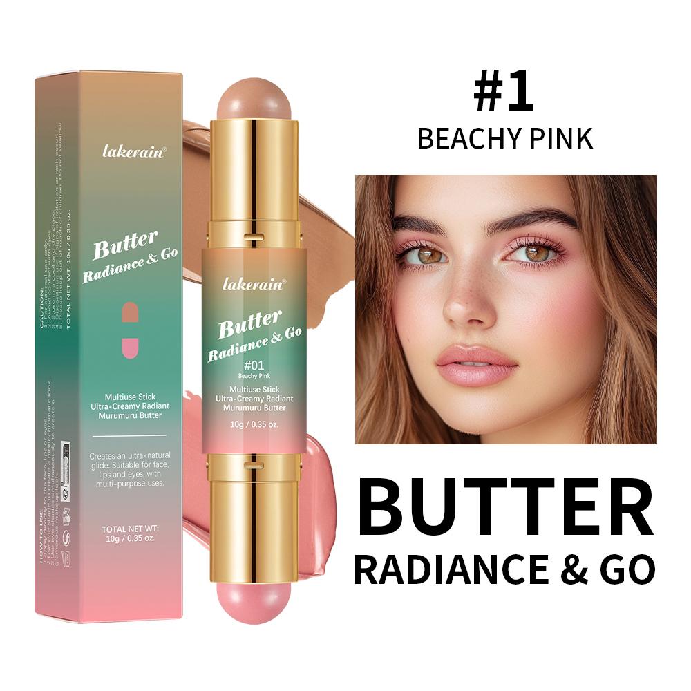 Xiaomi Butter Glow & Go Multiuse Stick Double-Headed Bronzer Blush Stick for Cheeks Contours Light Glossy Bronze&Pink Blusher Cosmetics