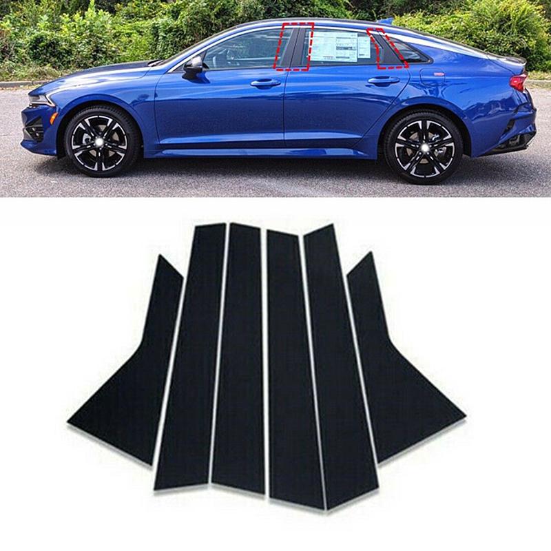 Pillar Car 6pcsset Door Window Posts Trim Cover Stickers Glossy Black For Kia Optima K5 20202022 Auto Exteior Accessories